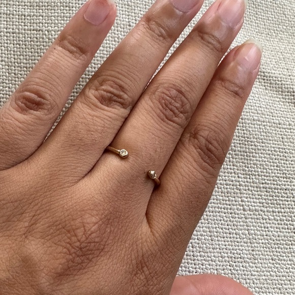 Dainty 18k Gold Filled Open Ring with Micro Bezel Cubic Zirconia - Picture 2 of 5